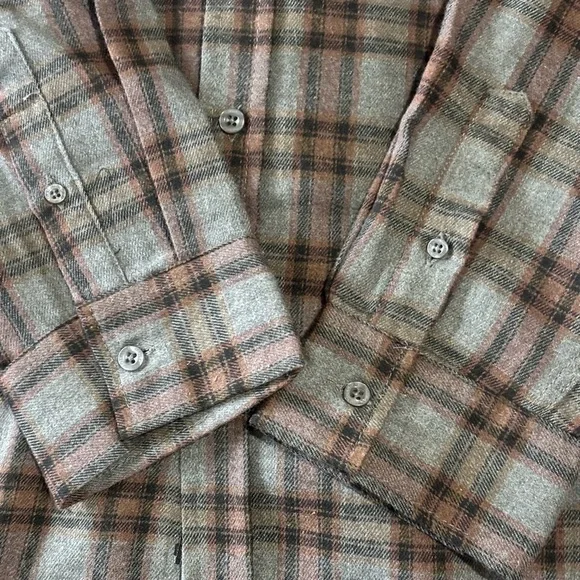 Men's XXL Plaid Flannel Shirt Gray Brown Grunge Workwear Lumberjack Cabincore - Picture 7 of 11